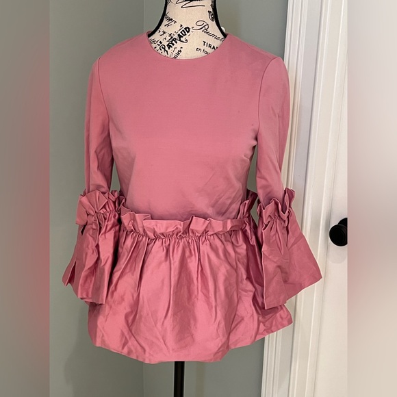 NWT Ted Baker Dusty Pink Pleated Waist Crop Sleeve Top | Size 1 (4) | Gorgeous - Picture 4 of 11